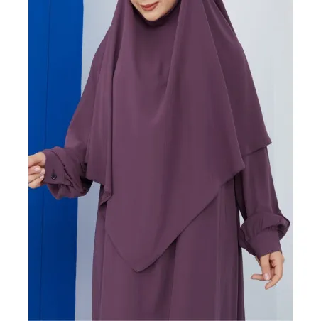 Abaya Khimar Hajira - Ensemble assorti en soie de medine