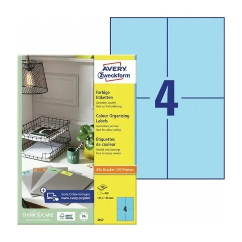 Avery Zweckform étiquettes universelles - 105 x 148 mm - bleu -