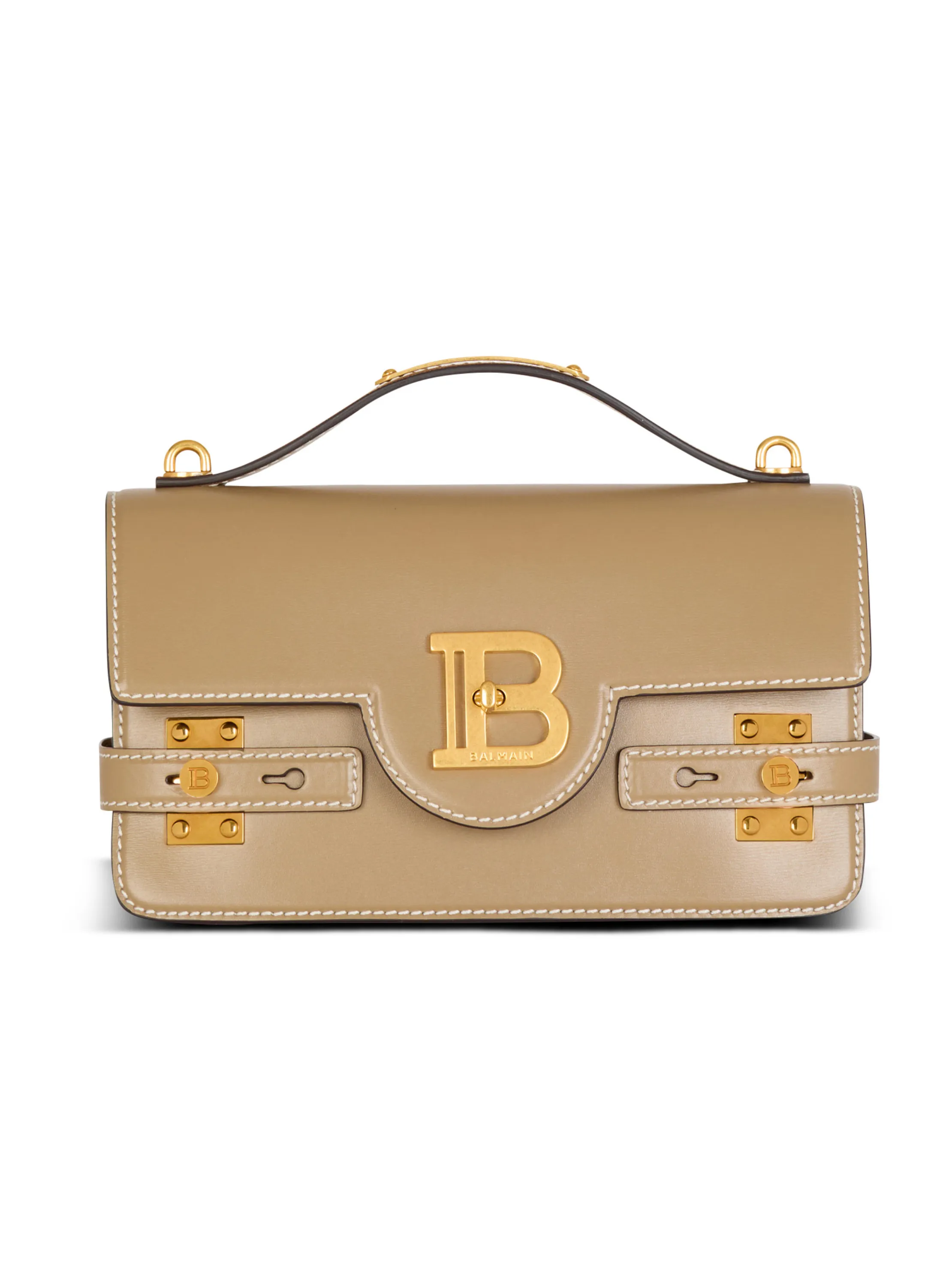 BALMAIN  Sac b-buzz shoulder 24 en cuir de veau - Marron