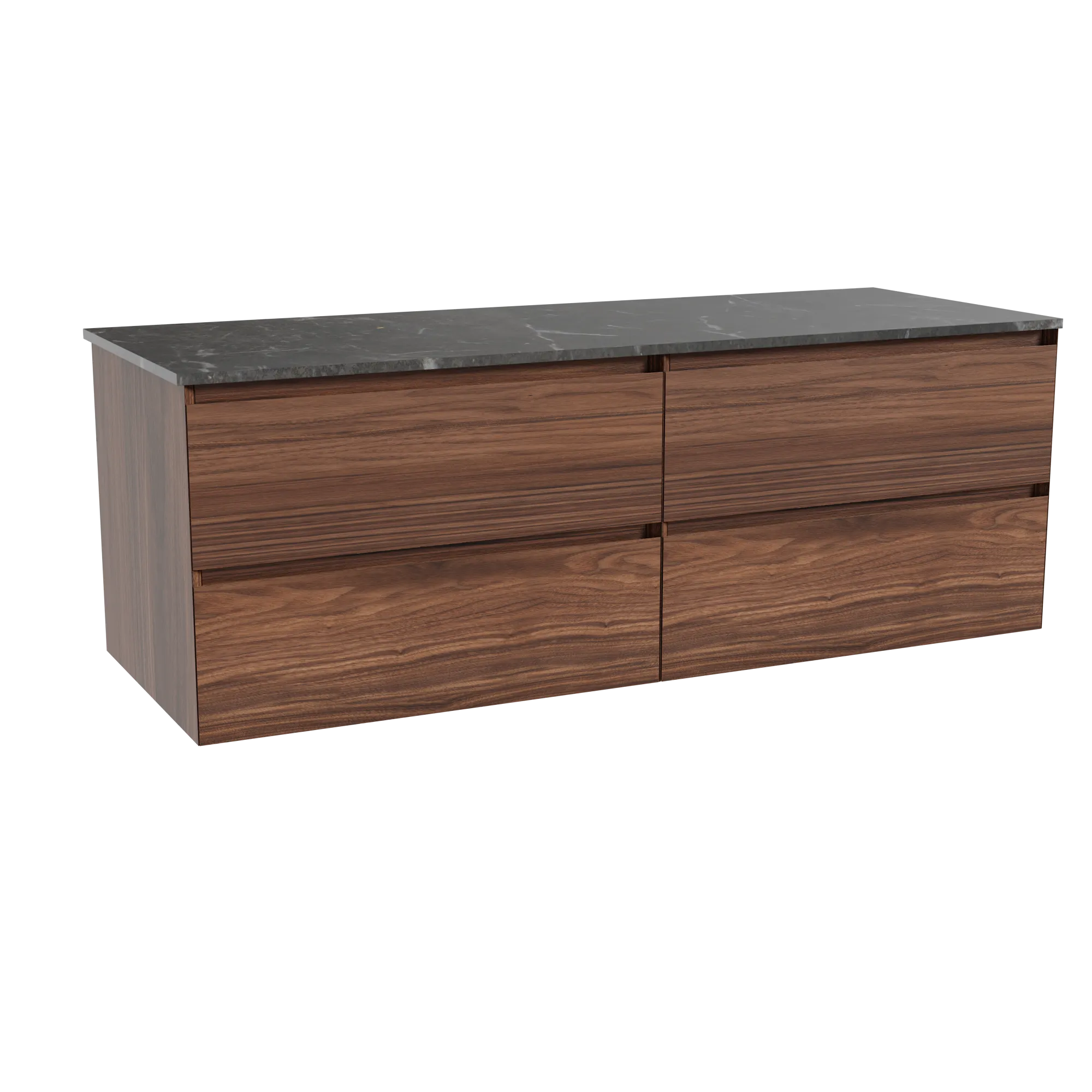 Balmani Mitra meuble salle de bains suspendu 150 x 55 cm noyer avec Stretto tablette simple ou double en marbre pietra grey