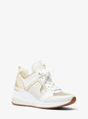 Basket Georgie en cuir et maille chaîne pailletée