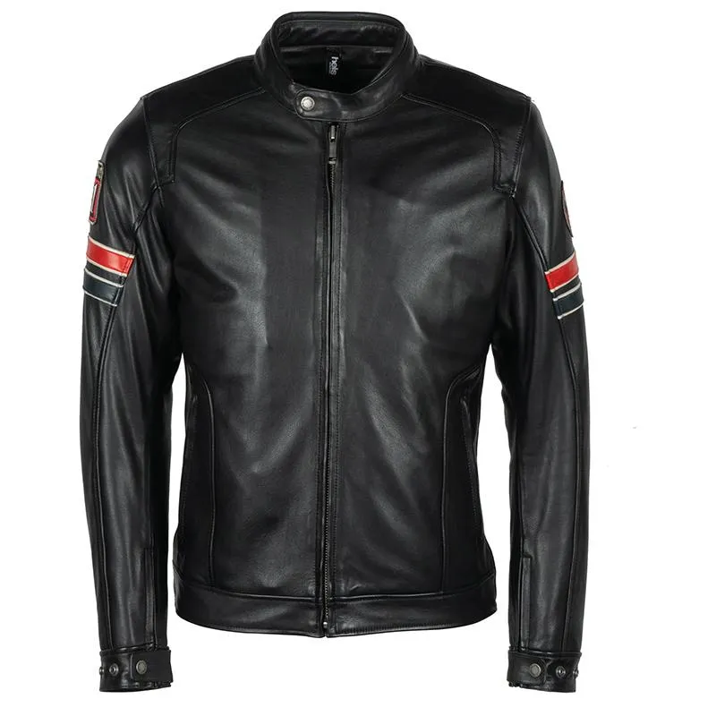 Blouson ELRON CUIR HELSTONS Noir - MAXXESS.FR, Blouson moto cuir