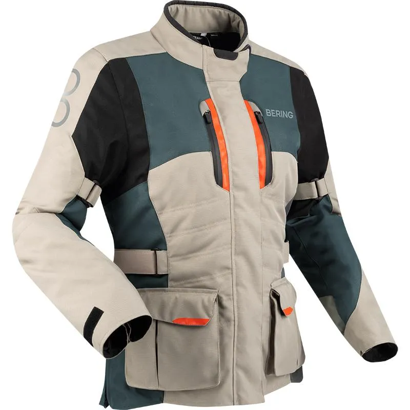 Blouson SIBERIA BERING beige/gris/orange - MAXXESS.FR, Blouson moto textile