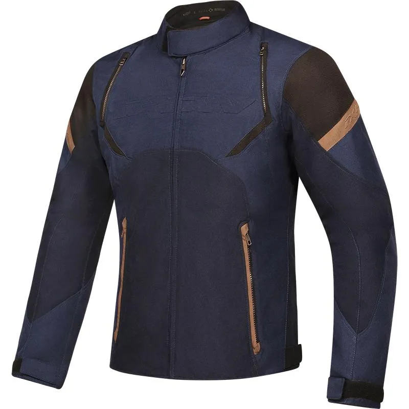 Blouson STRIKER RETRO IXON noir/navy/marron - MAXXESS.FR, Blouson moto textile