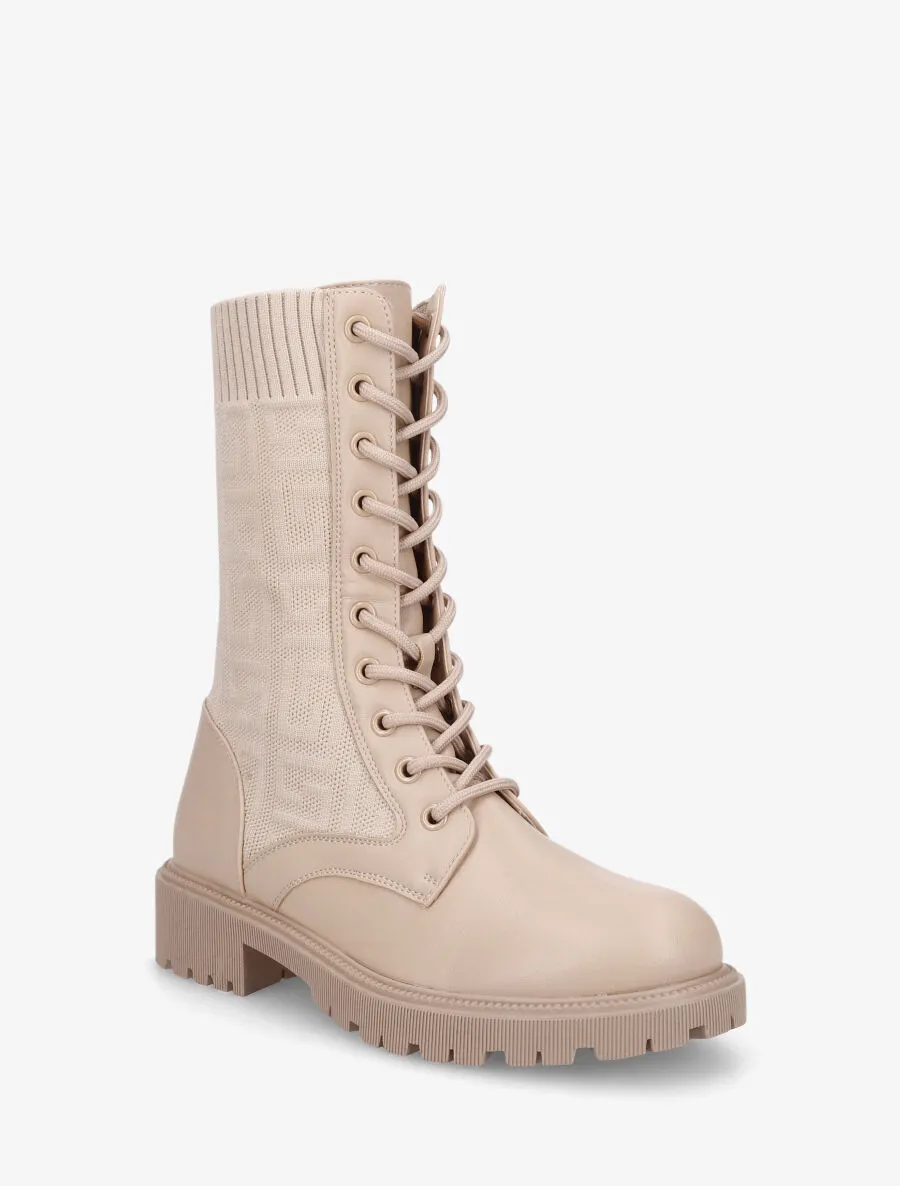 Bottines chaussettes à imprimé grec - Taupe