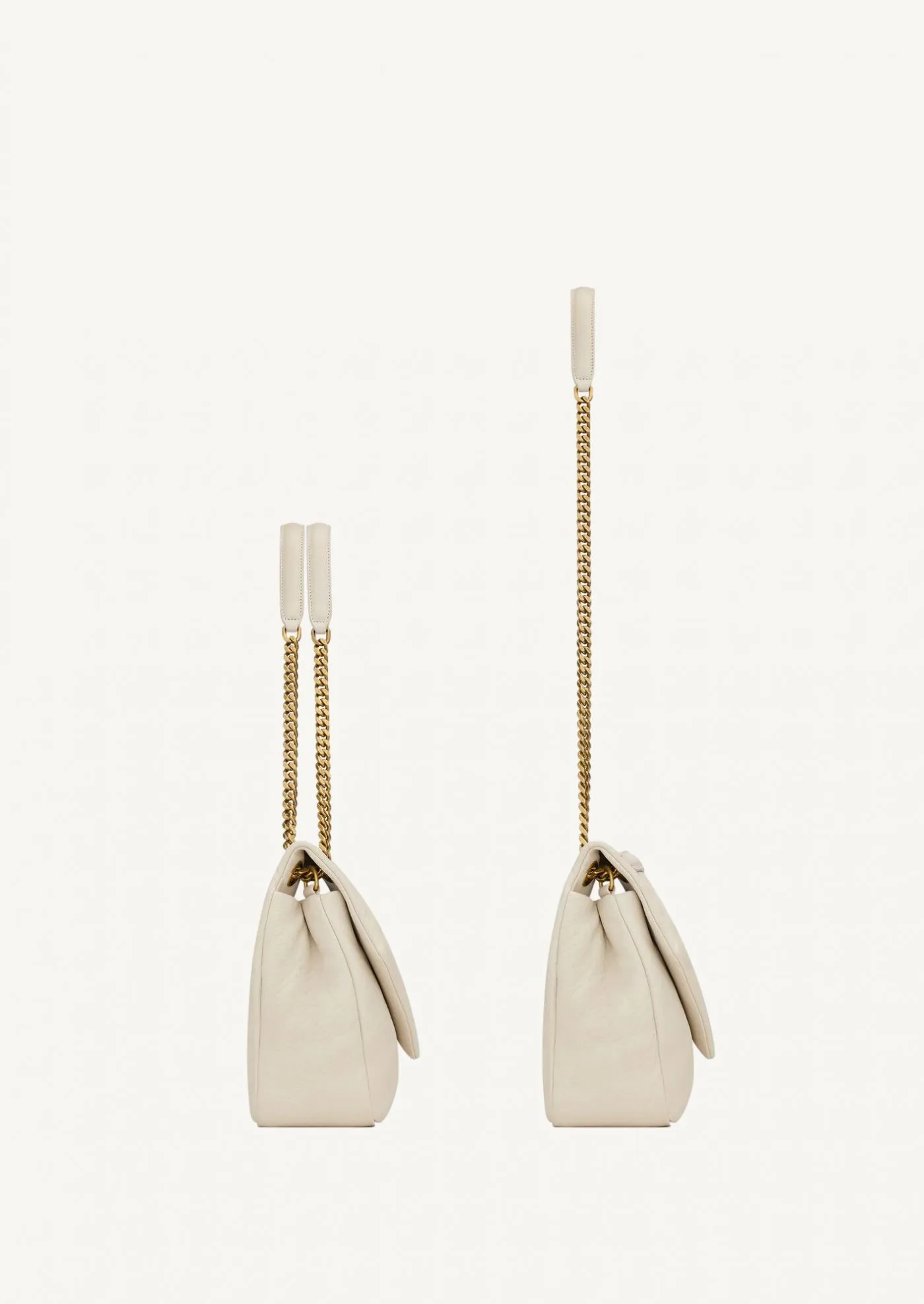 Calypso large en cuir d'agneau grainé crème - Saint Laurent