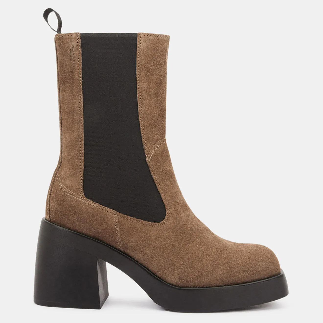 Chelsea Boots en Velours de Cuir beige foncé - Talon 9 cm