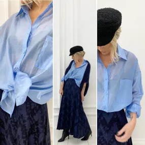 Chemise bleu ciel fluide