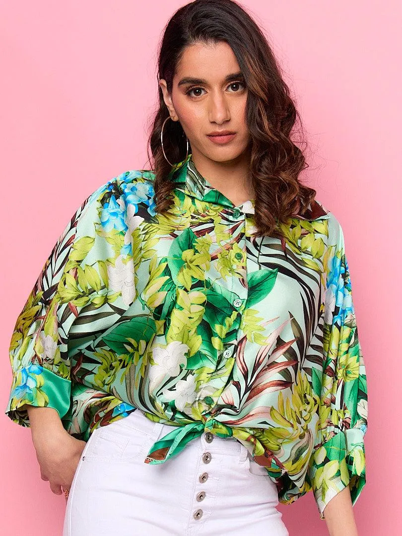 Chemisier à imprimé tropical
