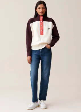 CLAUDIE PIERLOT  Sweat ample col montant boutonné - Beige