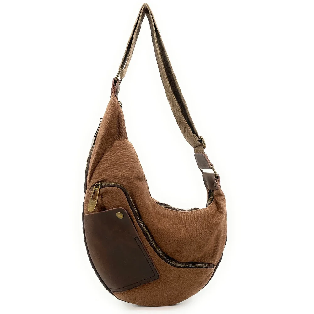 Collection sacoche | Sac besace holster en cuir italien et toile FEROE