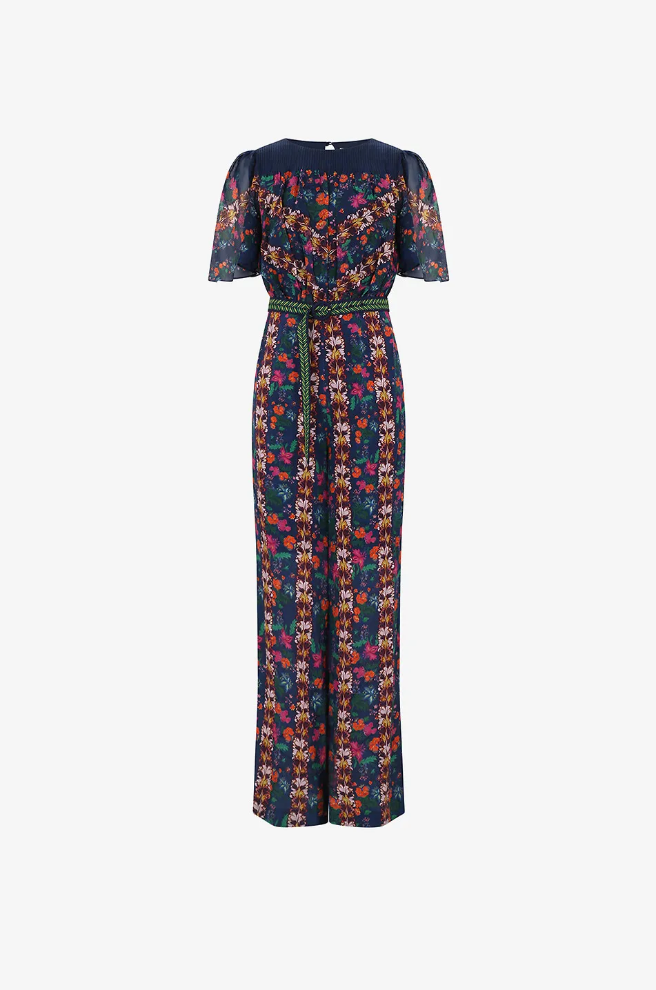 Combinaison en soie fleurie Nara Flori Stripe