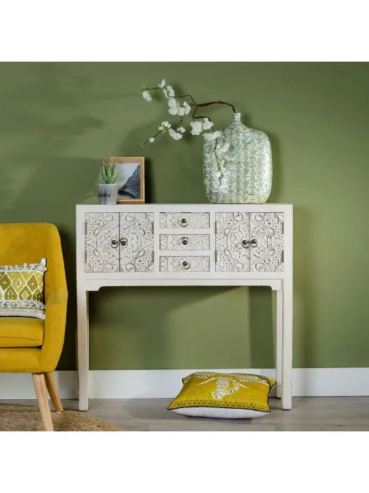 Console blanche sculptée Emmy
