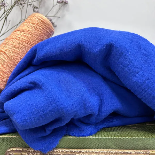 Coupon - double gaze de coton bleu majorelle 142x360cm C55