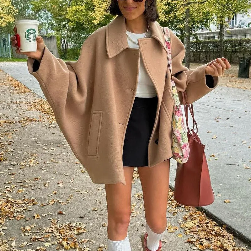 Femmes - Manteau classique ample - Tissu doux avec boutons - Élégance 