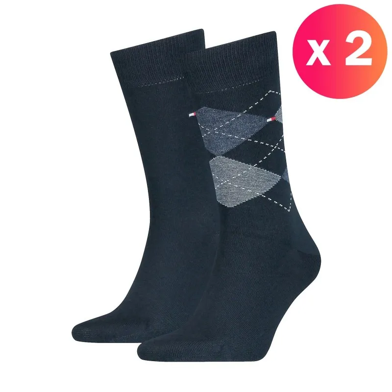 Lot de 2 paires de chaussettes écossais - bleu - Tommy Hilfiger : v...
