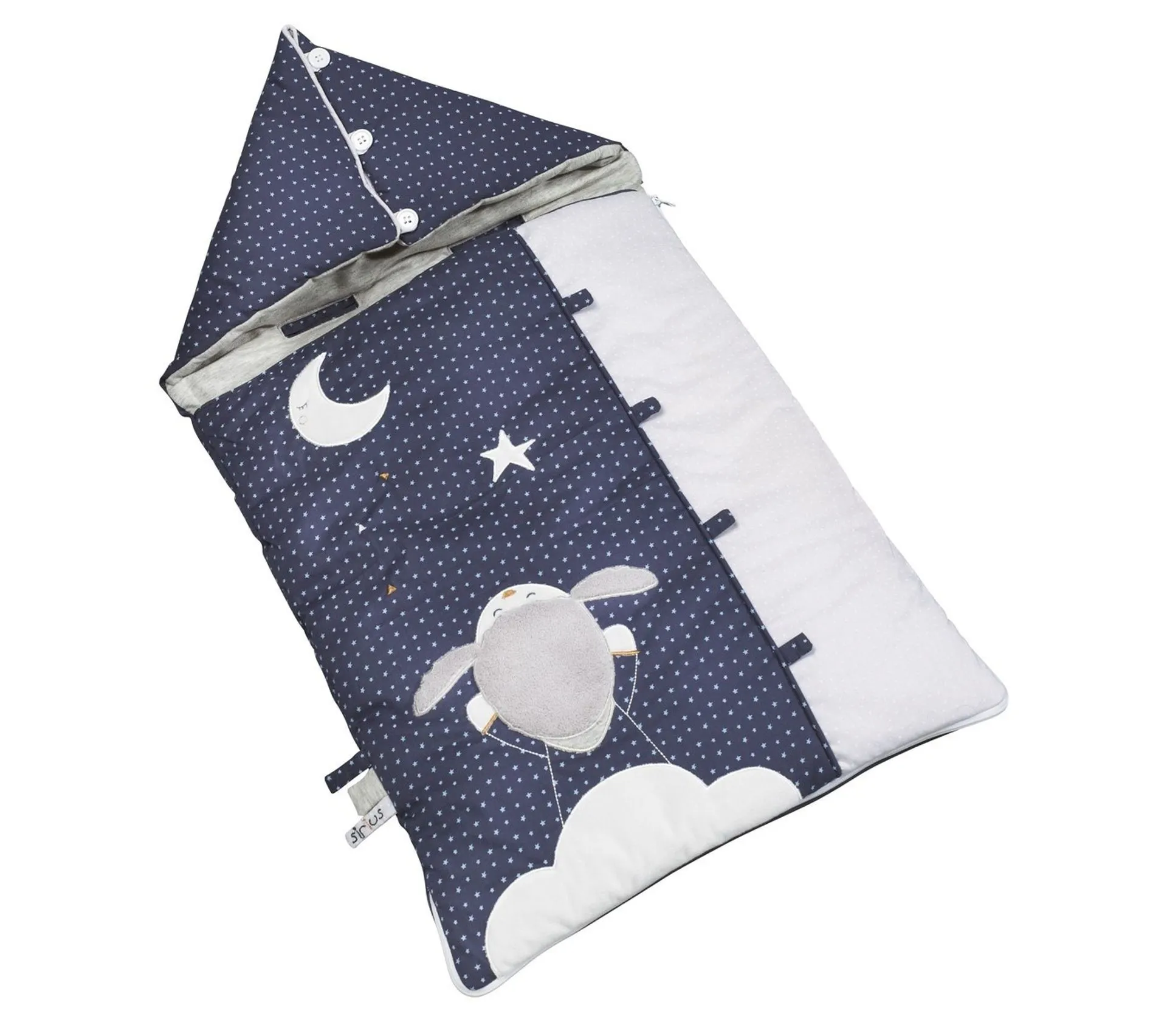 Nid D'ange Nomade Bébé Mouton 0-3 Mois En Coton Bleu