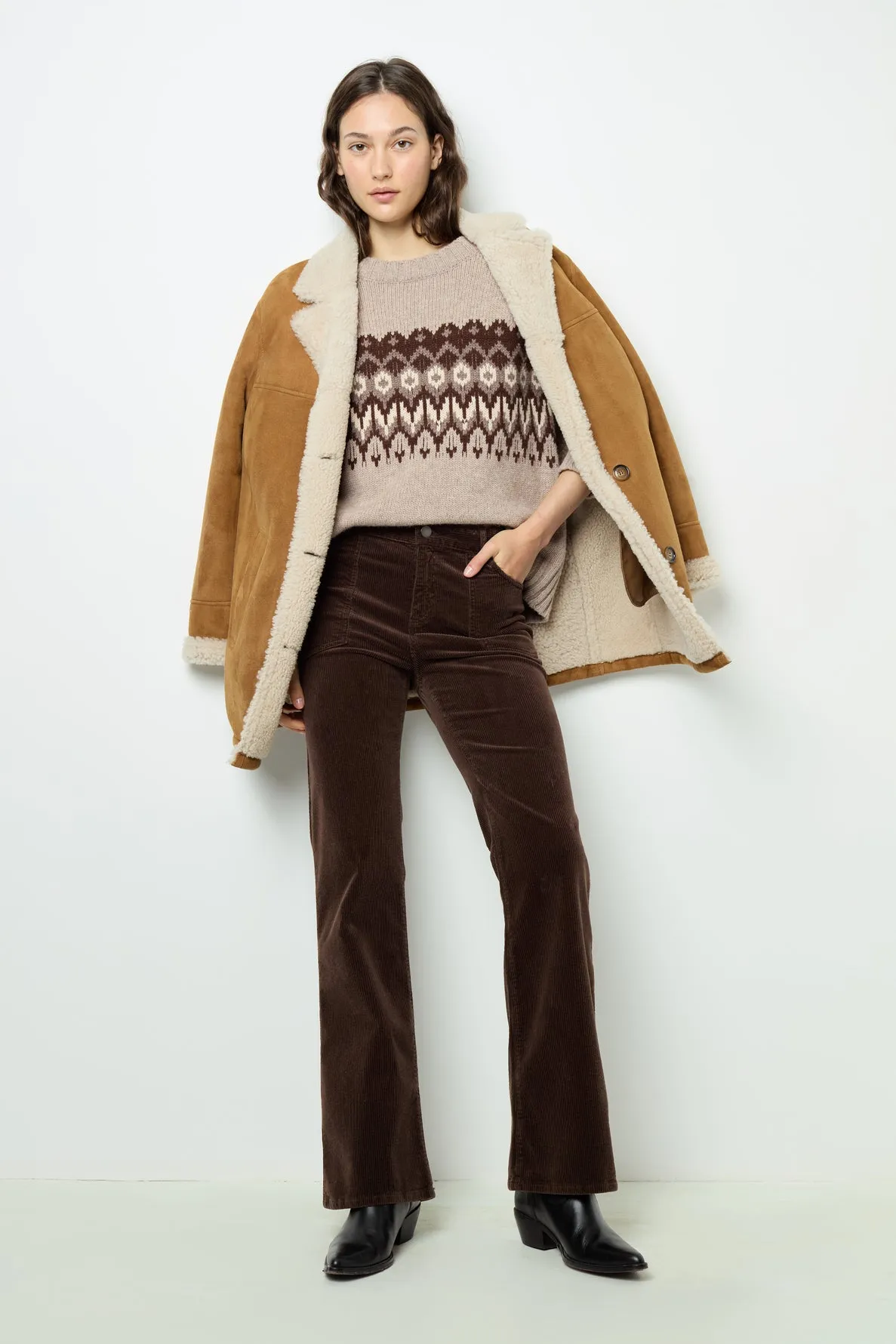 Pantalon flare en velours à côtes - NAZIA