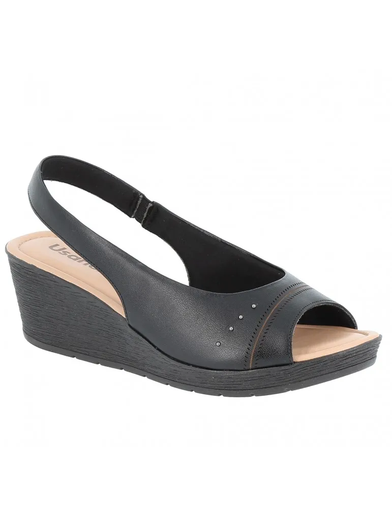 peep toes confort semelle compensée 2 cm cuir noir 06 cm
