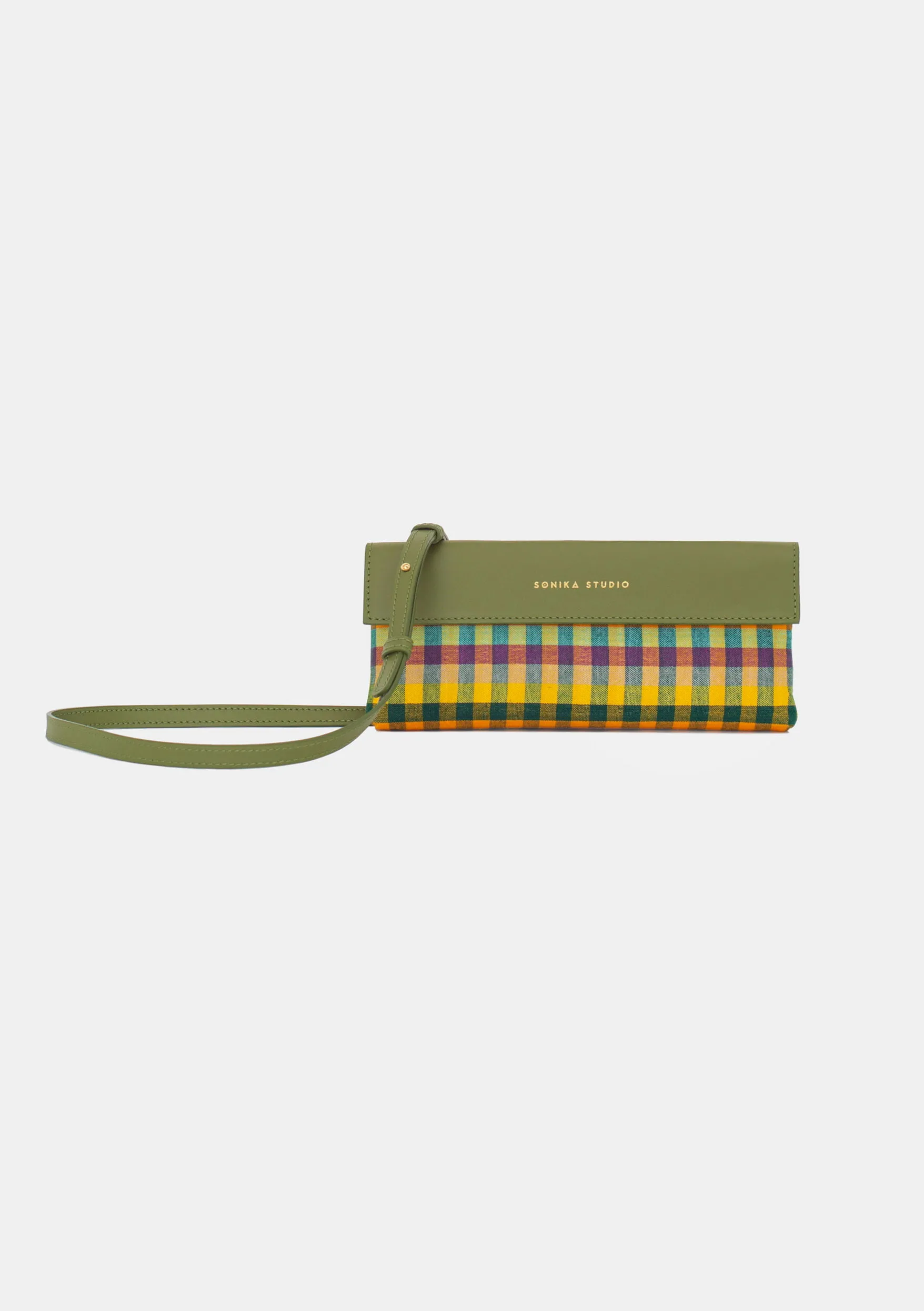 Pochette en cuir et Krama - Sokhaya Autumn Leaves – Label AÉ Paris