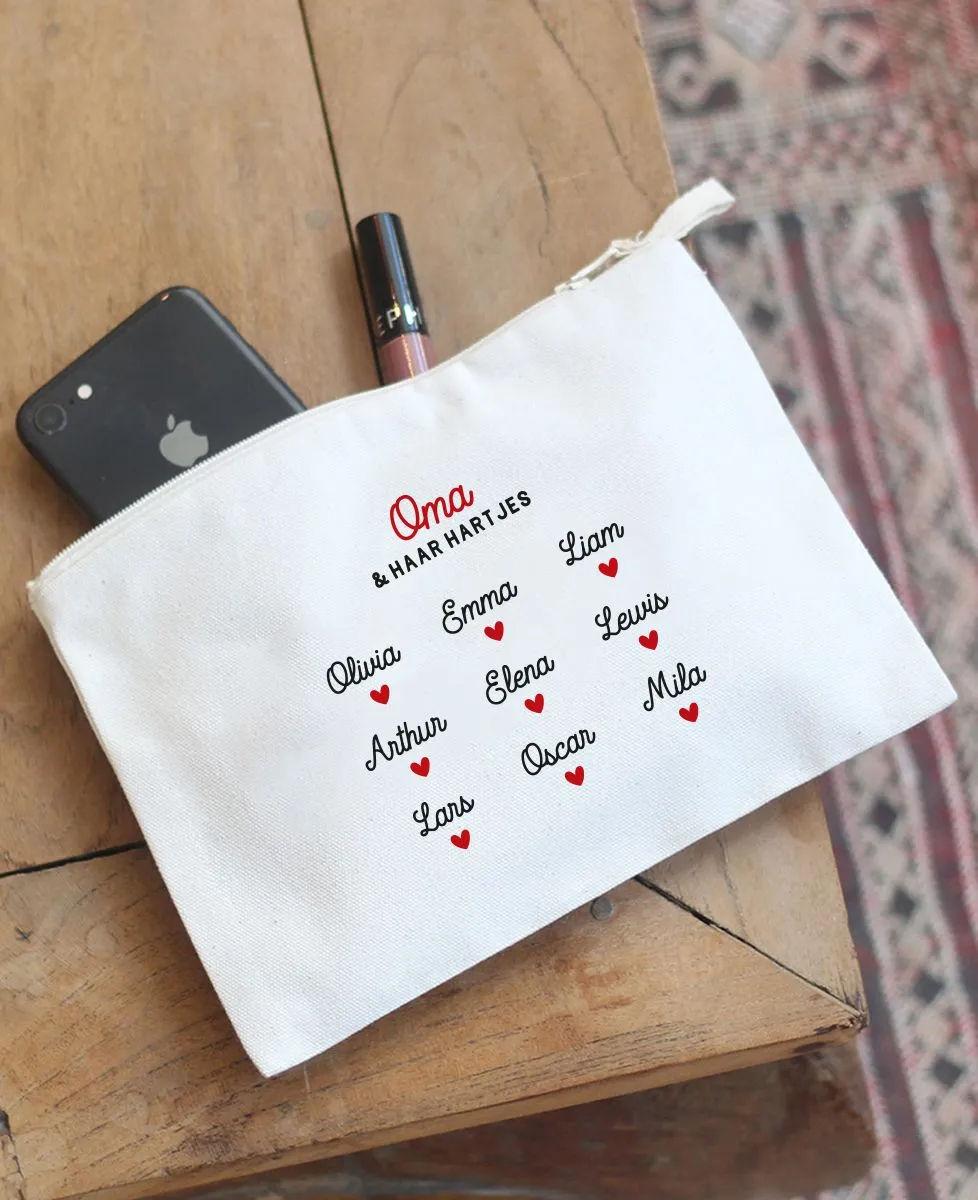 Pochette Mamie et ses petits coeurs personnalisés