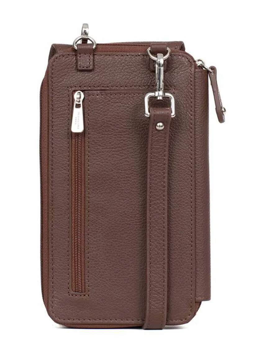 Pochette téléphone cuir chocolat