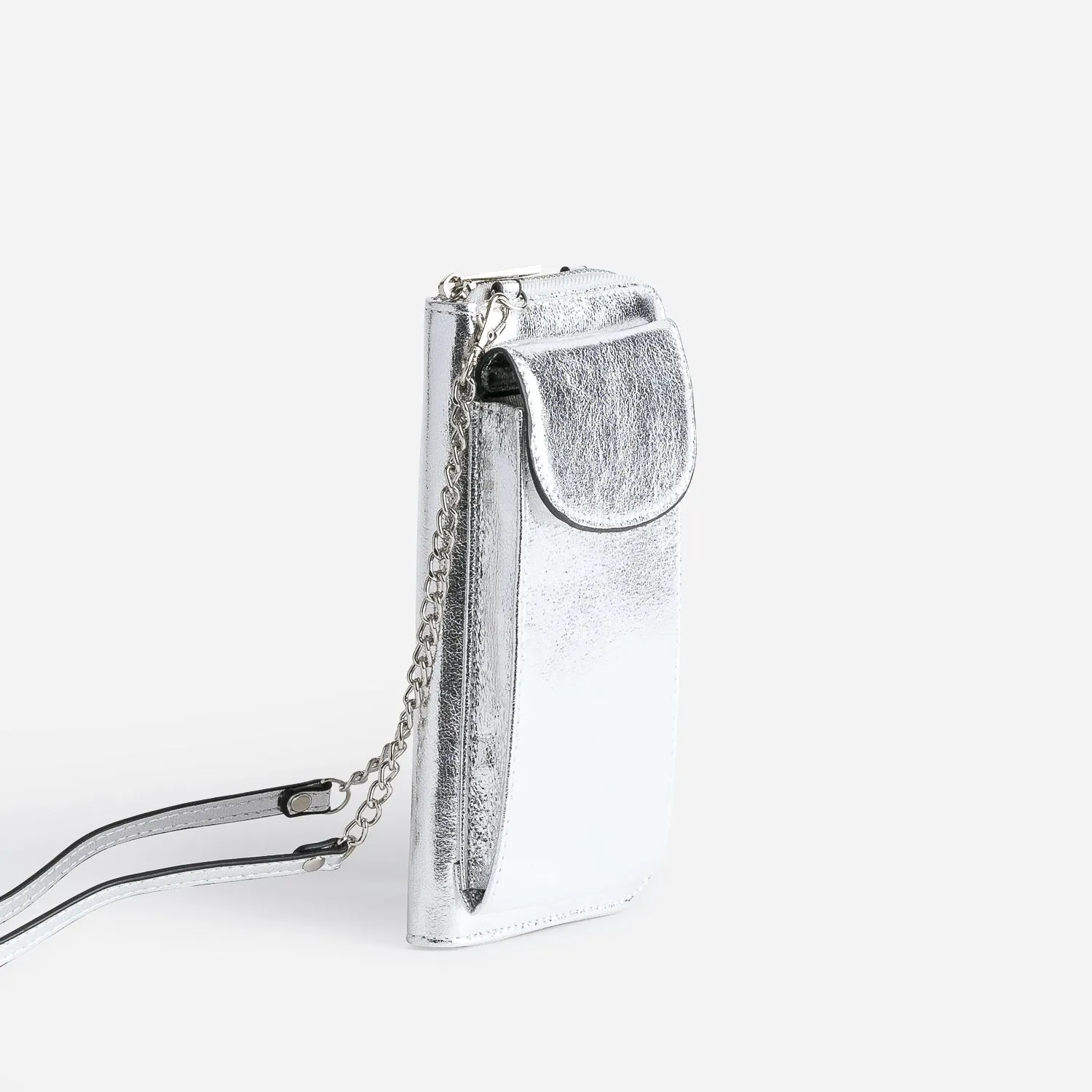 Pochette-téléphone TEXTO argent métallisé - Porte-monnaie / Portefeuilles Maroquinerie | ERAM