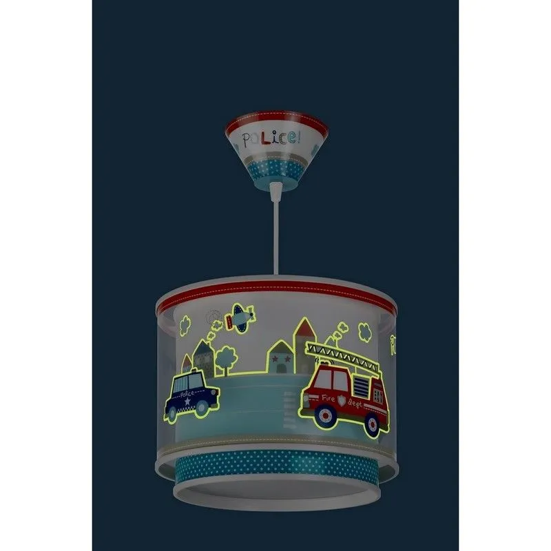Politie hanglamp jongenskamer - Blauw Rood