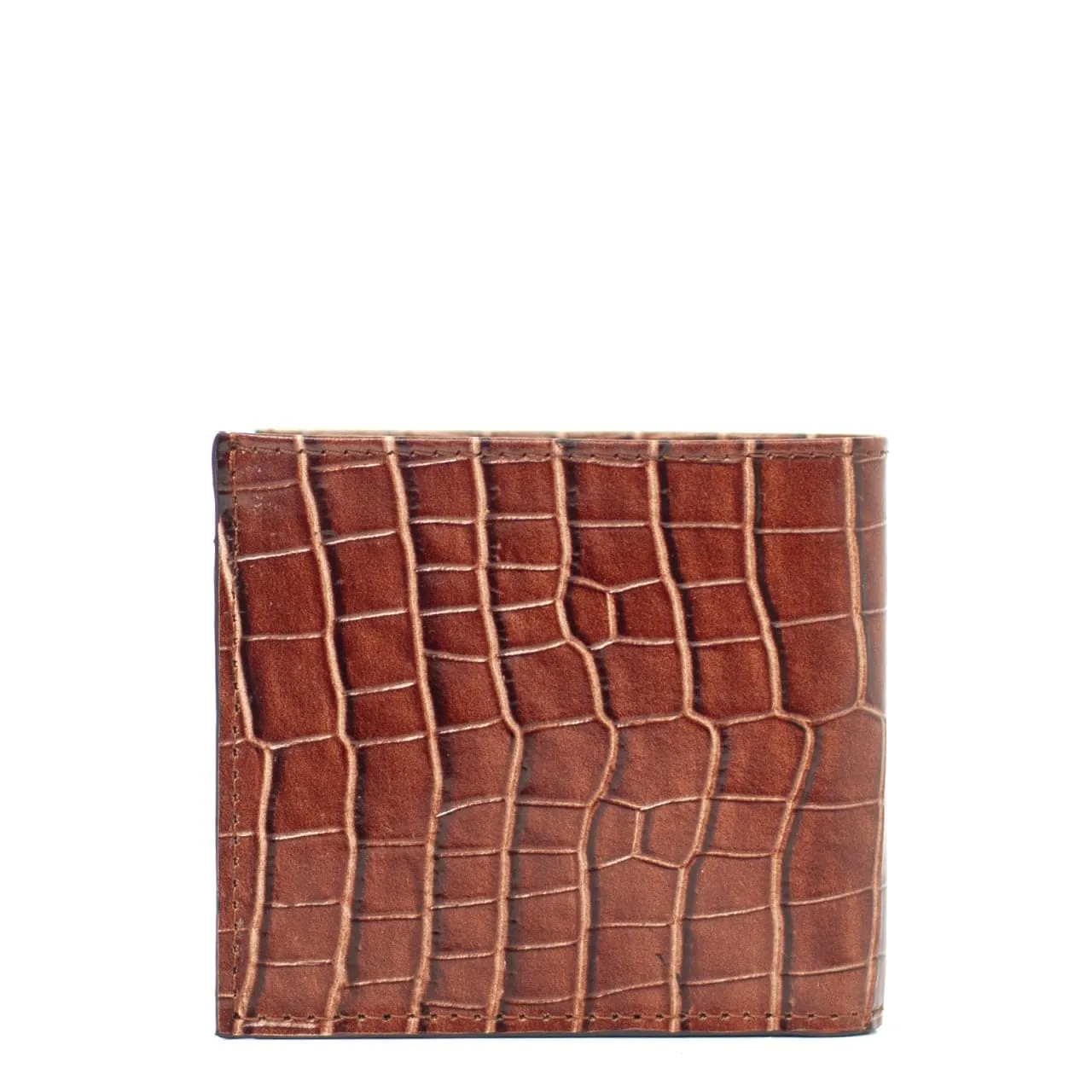 PORTFEUILLE CUIR CROCO MARRON