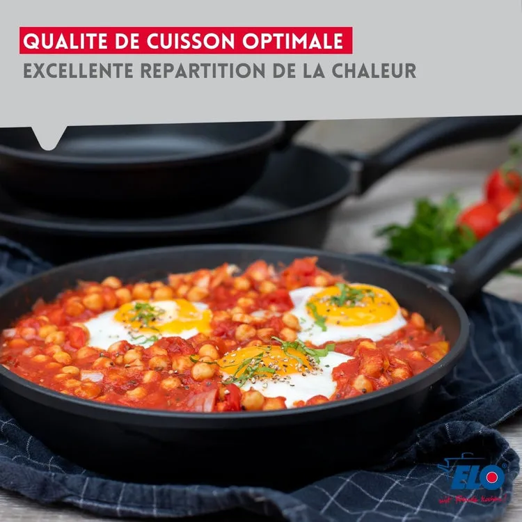 Poêle à frire en fonte d'aluminium et couvercle en verre de 24 cm Elo Alucast | Fackelmann France