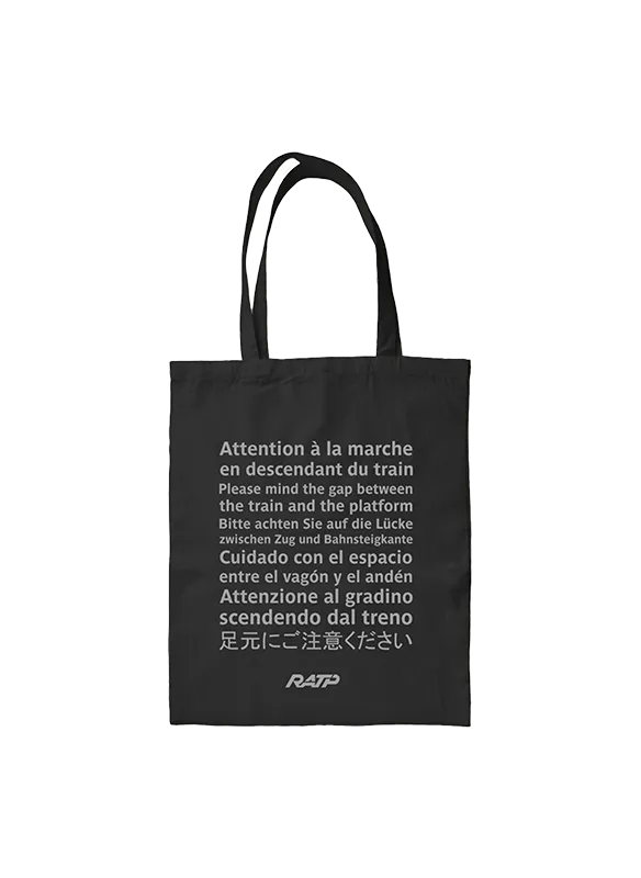 RATP LA LIGNE  Tote bag Attention à la marche - Noir