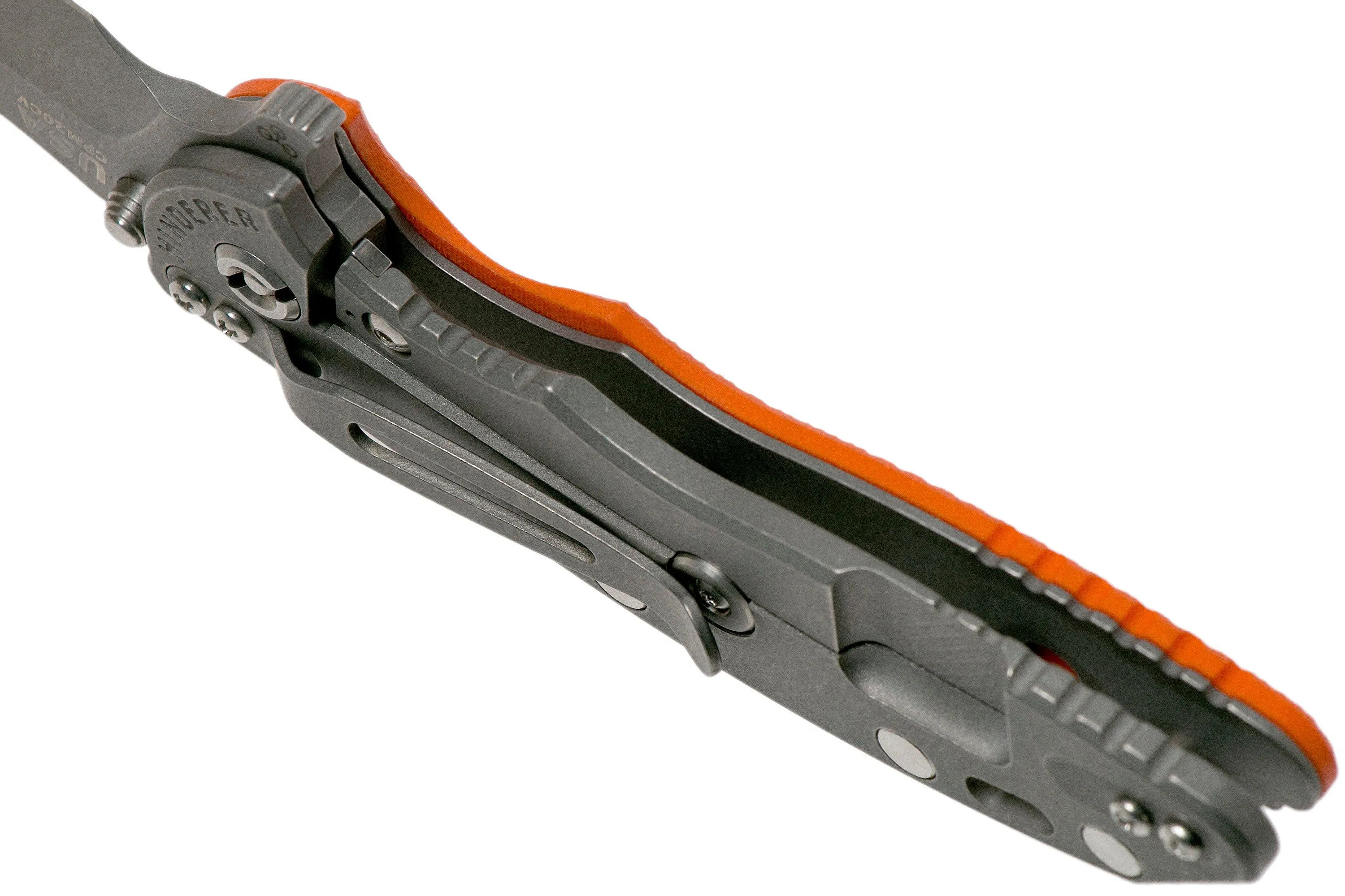 Rick Hinderer XM-18 3.5 Bowie 20CV Working Finish, Orange G10 couteau de poche