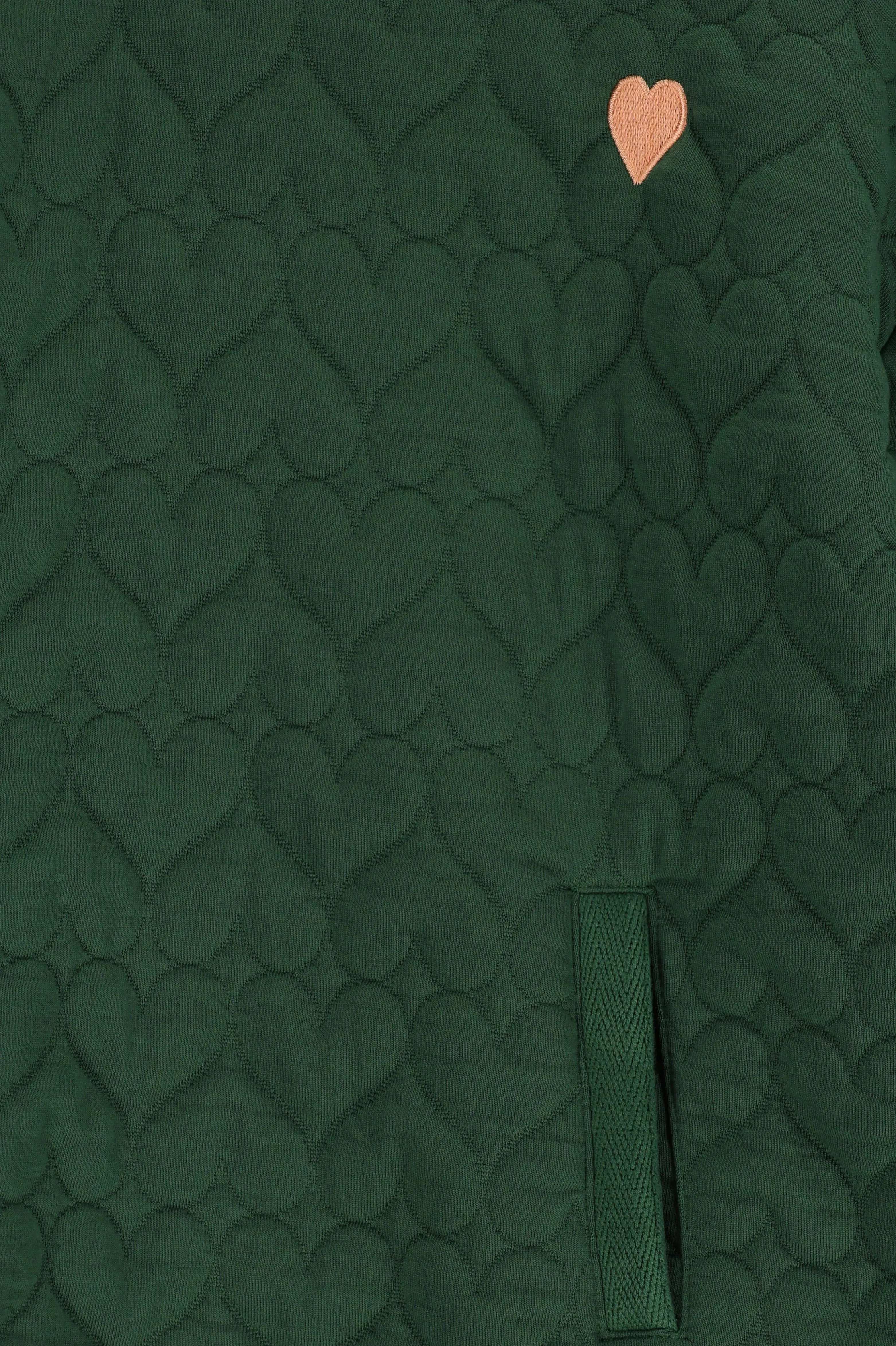 Robe sweat avec cœurs - vert foncé