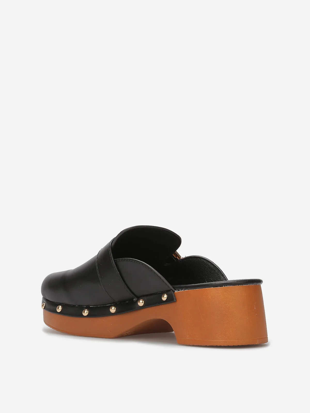 Sabots en simili à boucles et clous- Noir