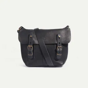 Sac besace Louis - Charbon Noir / Cuir Waxé - Bleu de Chauffe - Marques de France