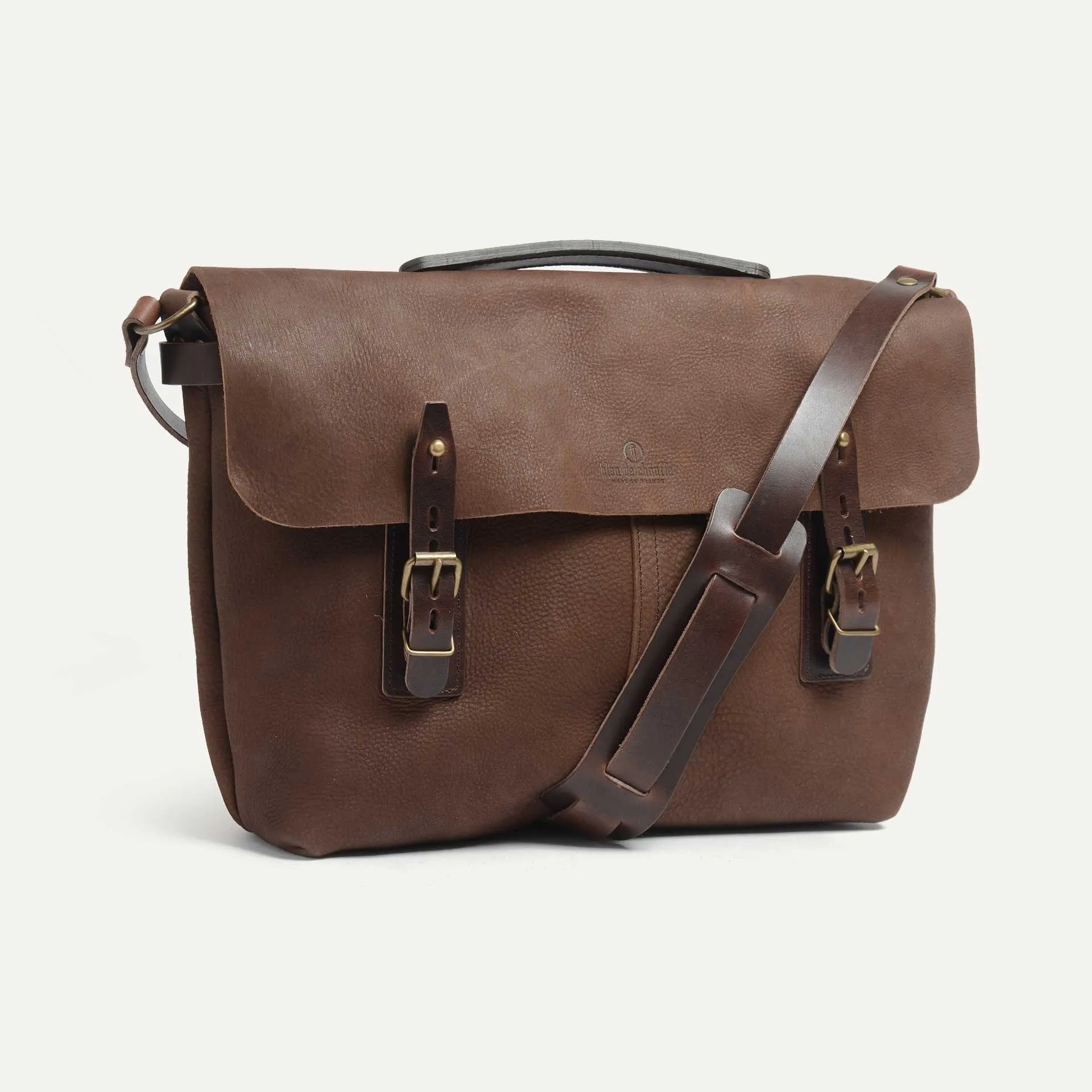 Sac besace Lucien - Café / Cuir Waxé - Bleu de Chauffe - Marques de France