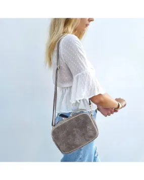 Sac à bandoulière daim taupe| Made in Italy | Zosha Collection