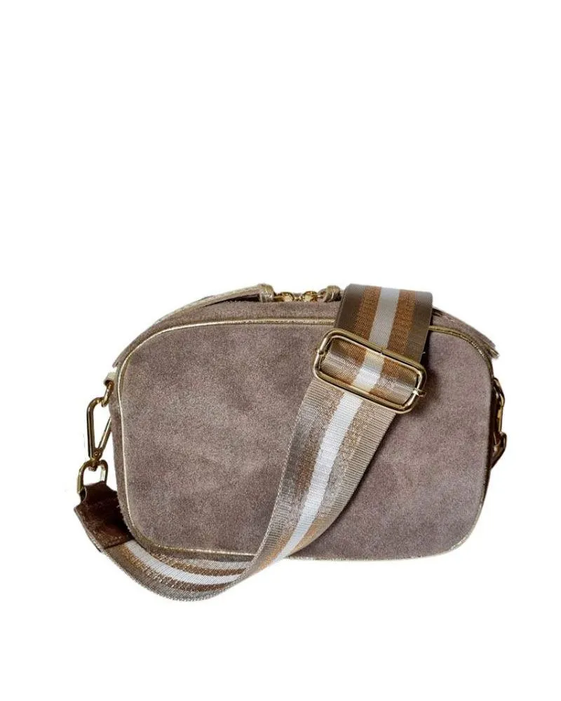 Sac à bandoulière daim taupe| Made in Italy | Zosha Collection