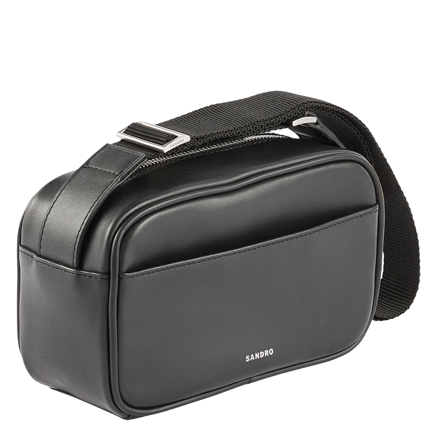 SANDRO  Sac bandoulière en cuir lisse mini - Noir