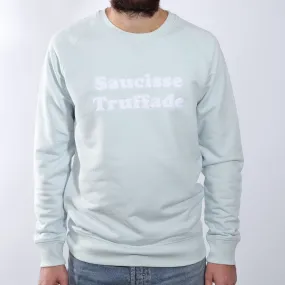 Saucisse Truffade - Sweat bleu ciel avec broderie blanche
