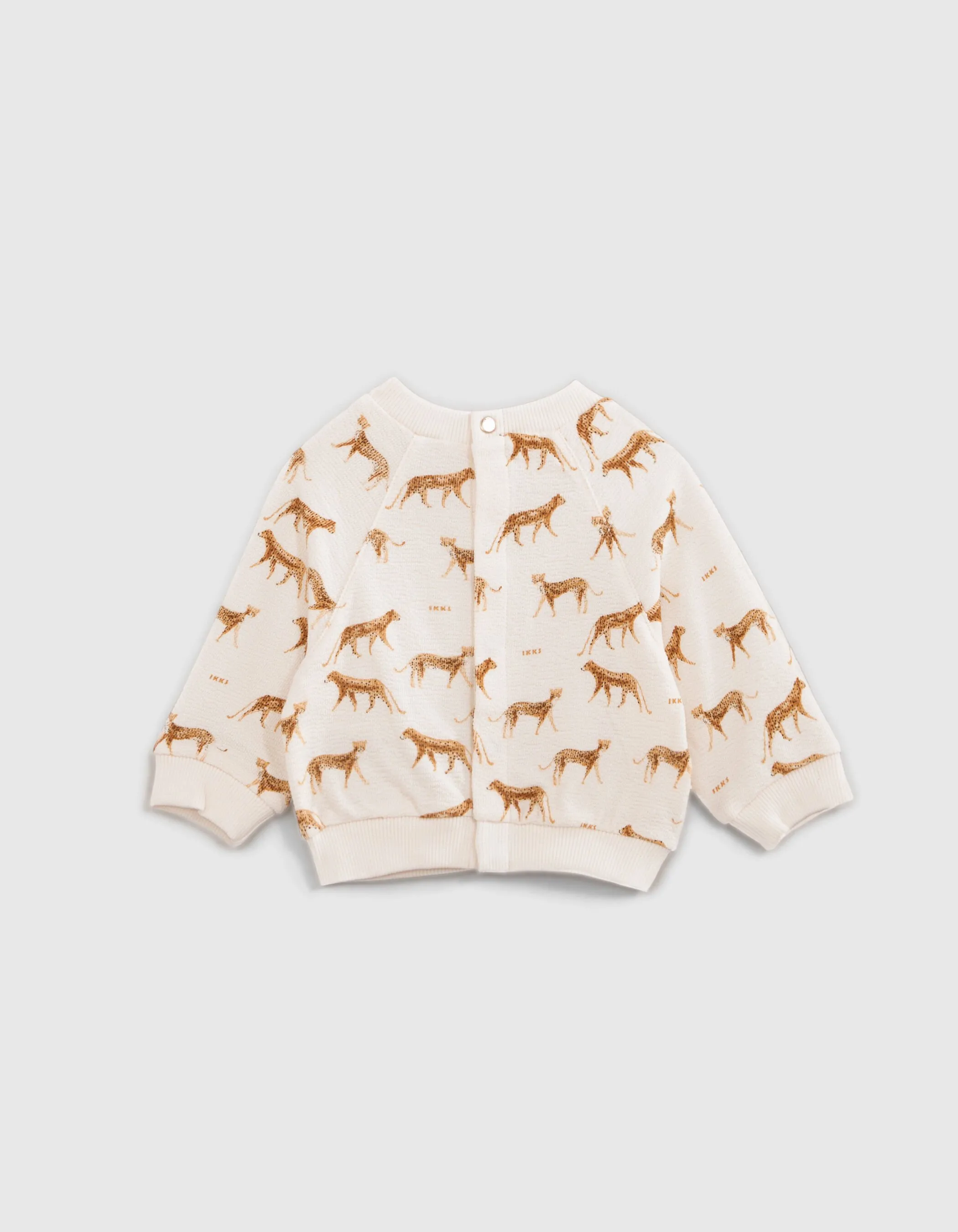 Sweat écru coton bio imprimé petites panthères bébé fille