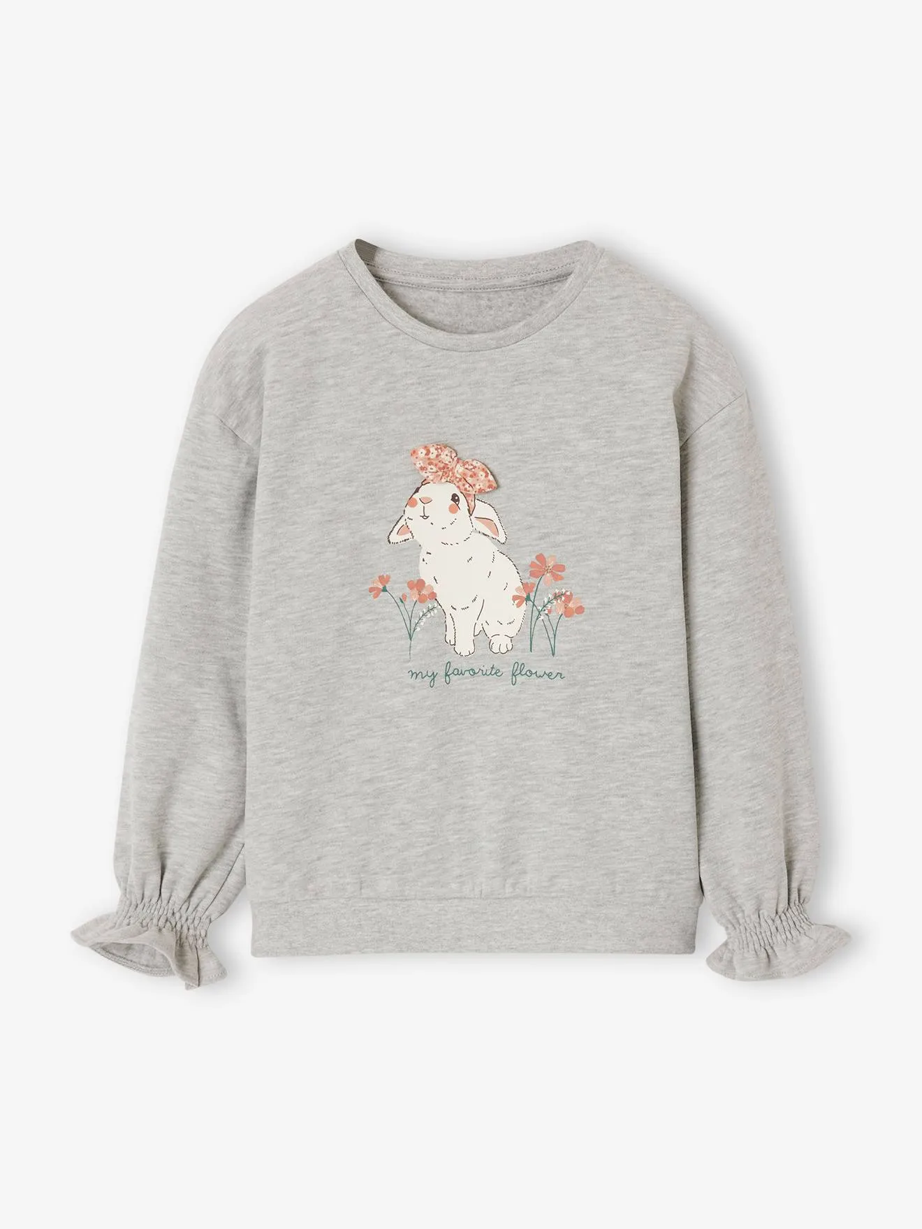 Sweat motif animal détails fantaisie fille gris chiné - Vertbaudet