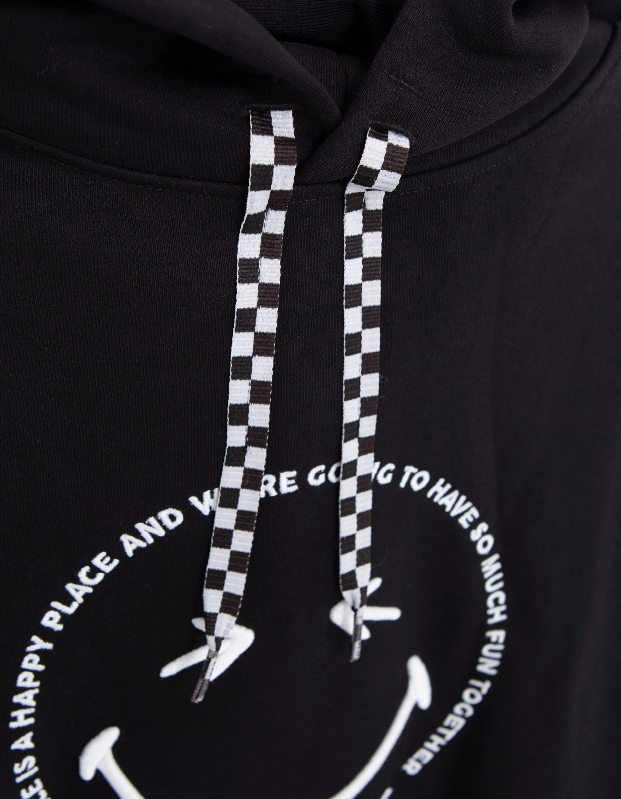 Sweat noir visuel brodé blanc SMILEYWORLD fille