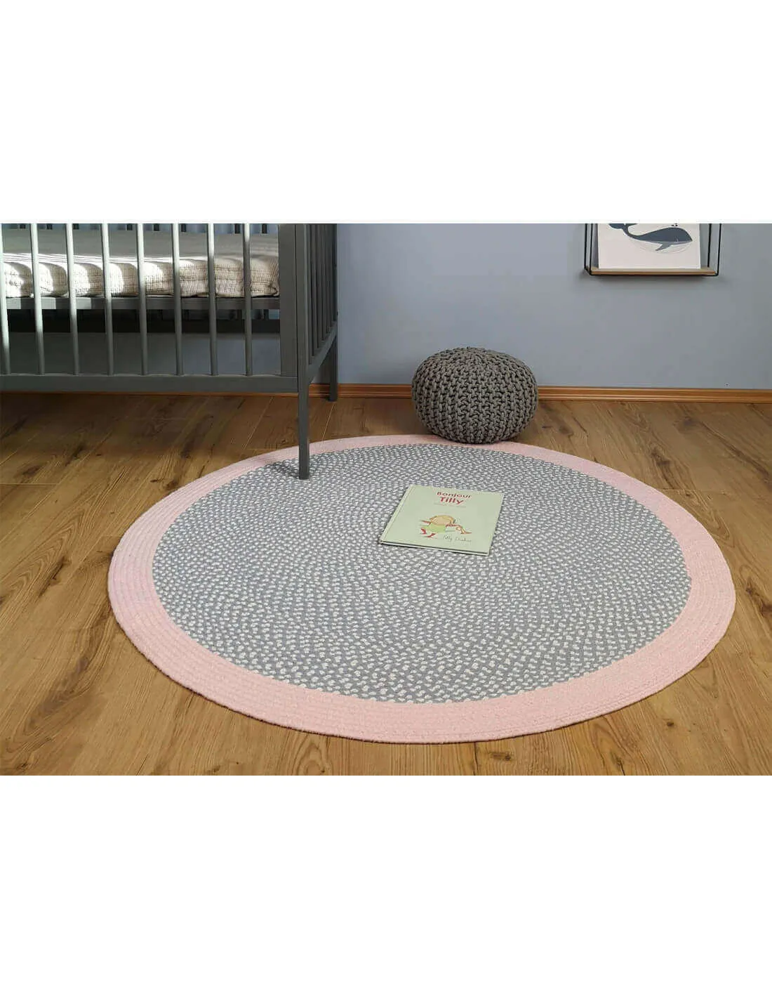 Tapis rond en coton tresse - bleu gris ou rose gris brenda par nattiot