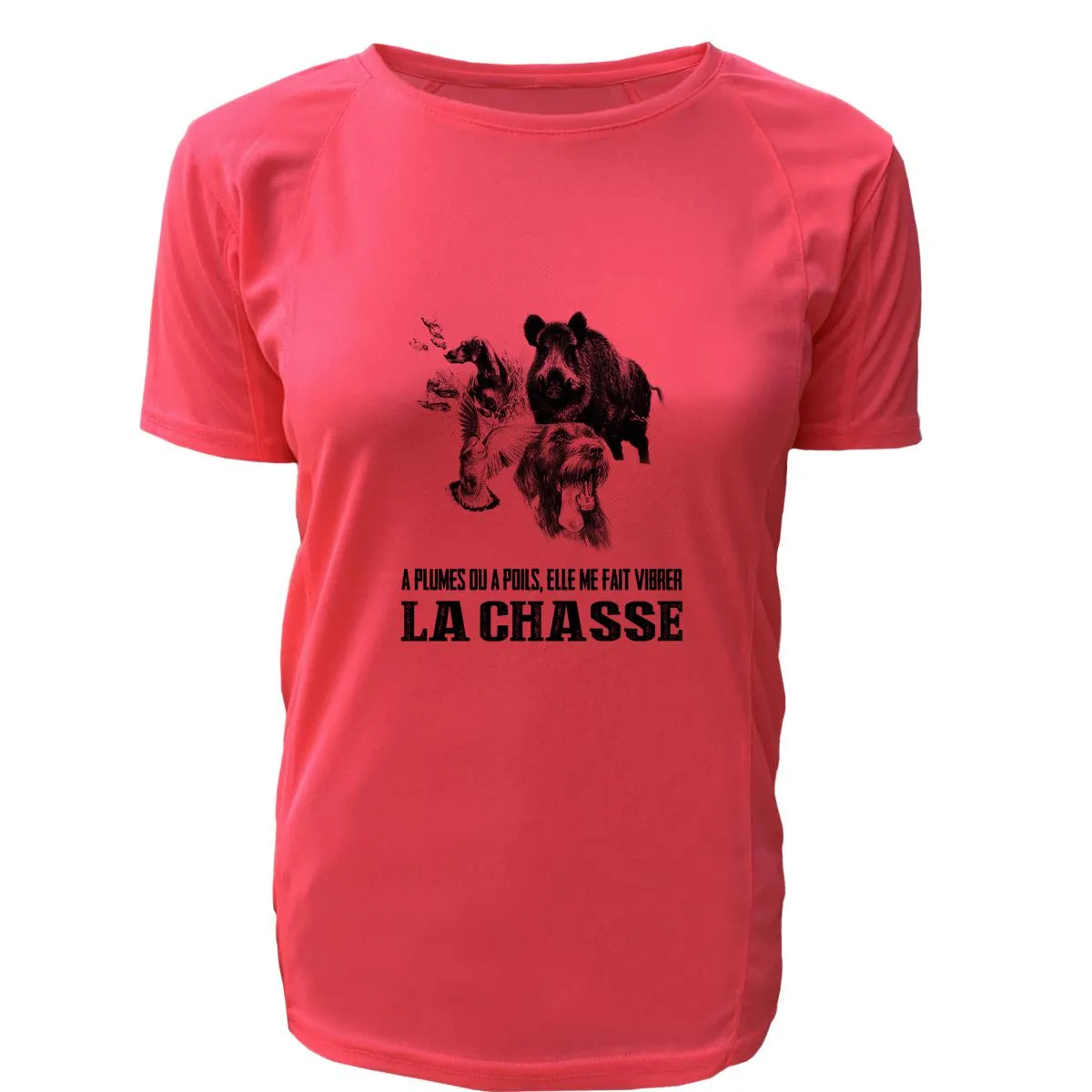 Tee-shirt Chasseresse sanglier/griffon – Elle me fait vibrer
